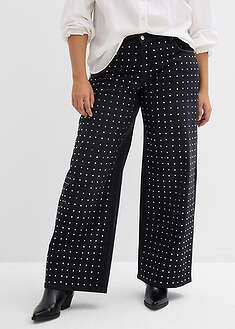 Vaqueros rectos de talle medio con aplicación de piedras brillantes