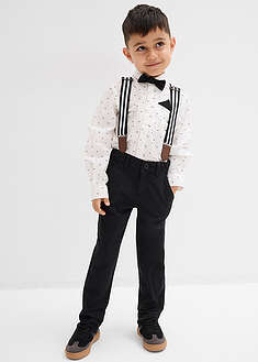 Conjunto de camisa de manga larga, pantalón elástico, tirantes y pajarita (4 piezas)