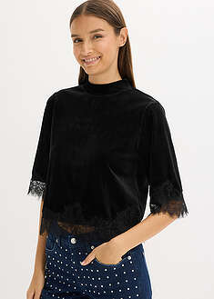 Camiseta de terciopelo con encaje