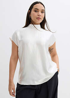 Blusa de satén con cuello medio