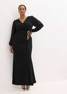 Vestido largo con aplicación de piedras brillantes