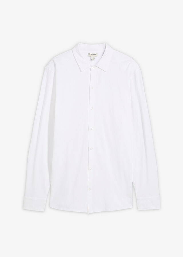 Camisa elástica de piqué de algodón con corte ajustado