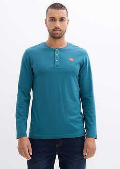 Camiseta de algodón orgánico puro con manga larga y cuello henley (2 unidades)