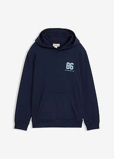 Sudadera de algodón orgánico puro con capucha, corte holgado y un gran estampado en la parte posterior