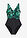 Traje de baño con efecto moldeador medio y aspecto cruzado - Negro-verde con flores - bonprix
