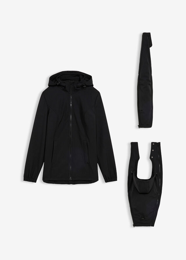 Chaqueta softshell 4 en 1 con inserto para bebé en la parte delantera y trasera