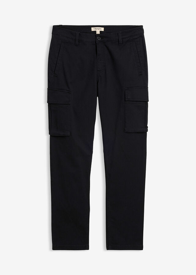 Pantalón cargo elástico, regular fit, con algodón puro, straight