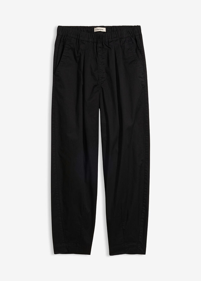 Pantalón de sarga con corte barrel y cinturilla elástica
