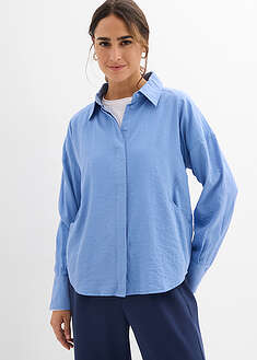 Blusa de mezcla de viscosa con bolsillos