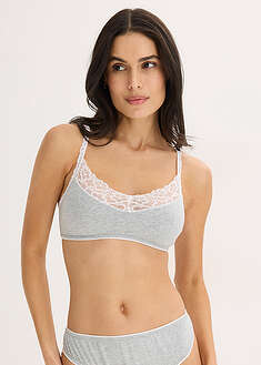 Bralette sin aros con algodón y encaje