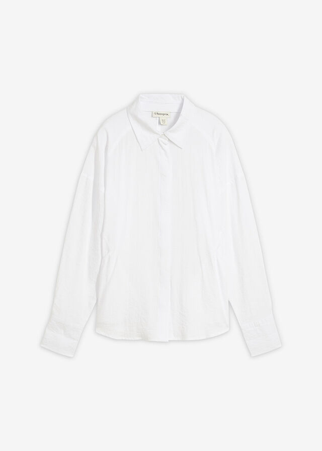 Blusa de mezcla de viscosa con bolsillos