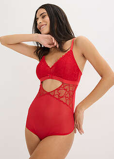 Body de tanga con encaje de corazones