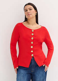 Chaqueta de punto con peplum y botones decorativos