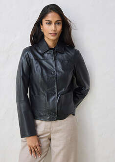 Chaqueta de piel de napa de cordero suave