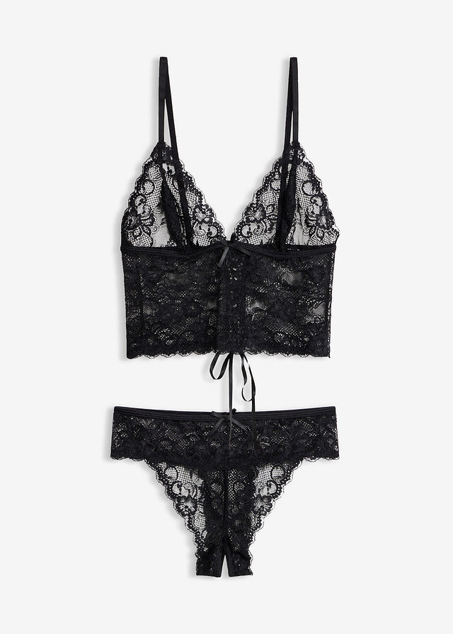 Bustier y tanga con abertura (2 piezas)