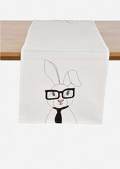 Camino de mesa con bordado de conejitos