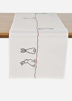 Camino de mesa con bordado de conejitos