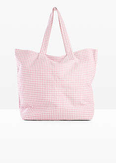 Bolso tipo shopper de lona con estampado de cuadros vichy