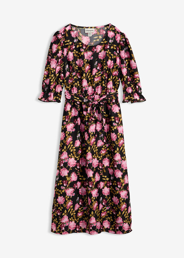 Vestido midi con mangas abullonadas