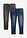 Vaqueros elásticos ligeros con corte regular, cinturilla elástica y forma recta (2 unidades) - Denim azul marino + denim negro - bonprix