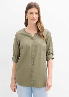 Blusa con lino y mangas 3/4