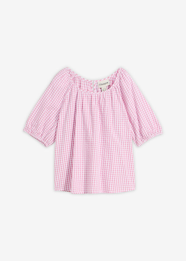 Blusa de manga corta de algodón puro