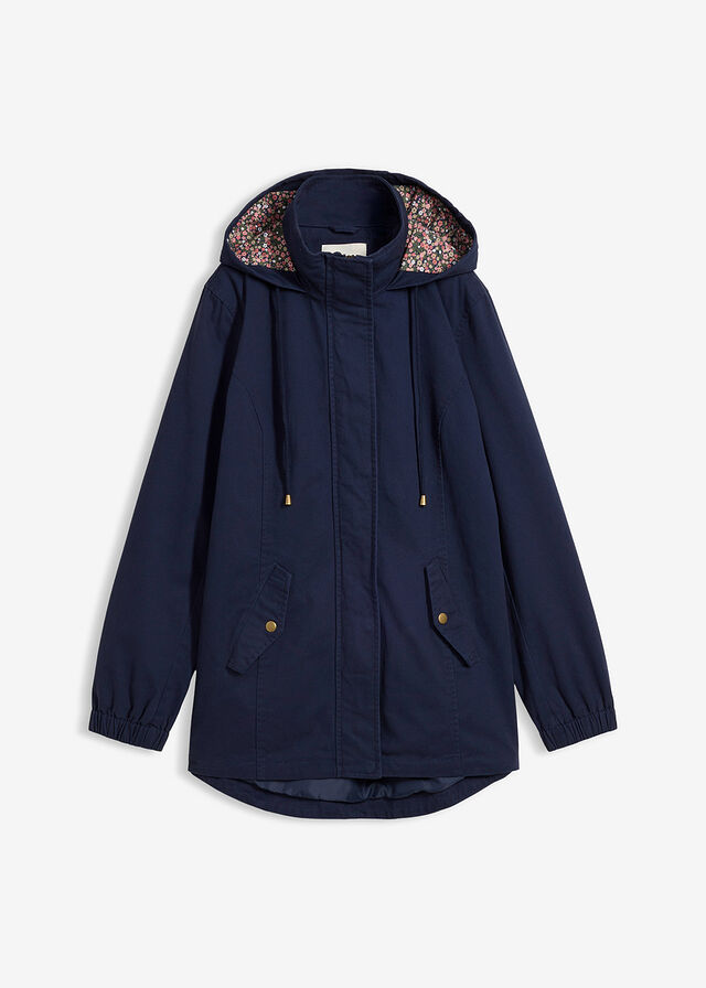 Parka de algodón de entretiempo con capucha estampada
