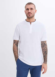 Polo de piqué de algodón orgánico puro con cuello alto