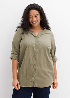 Blusa con lino y mangas 3/4