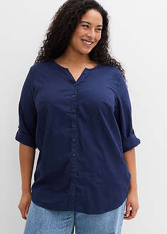 Blusa con lino y mangas 3/4