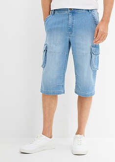 Bermudas cargo largas, vaqueras, ligeras y con cintura elástica, regular fit