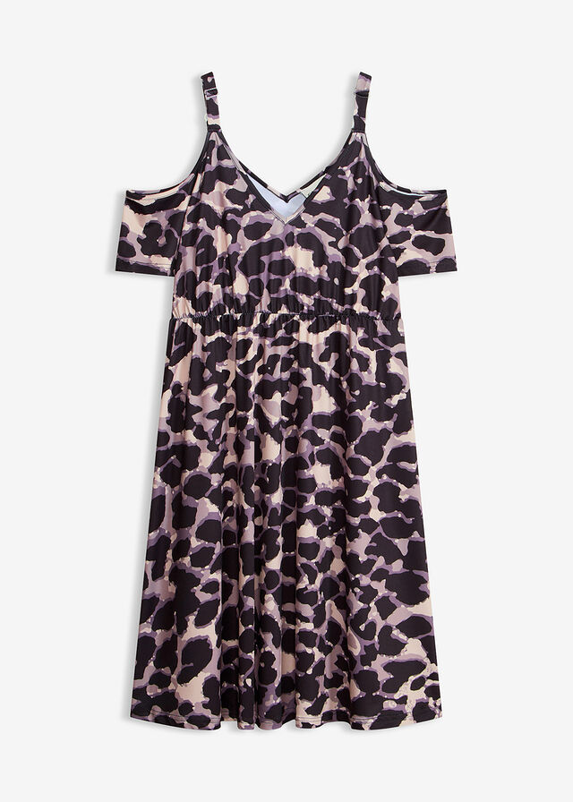 Vestido corto con hombros al descubierto
