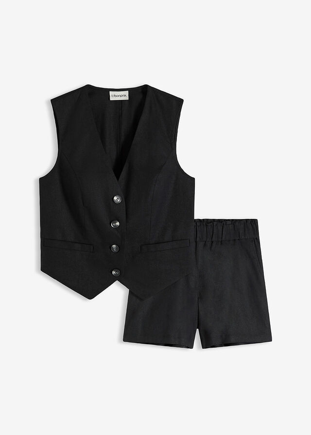 Chaleco y pantalón corto de mezcla de lino
