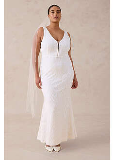 Vestido de novia de tul delicado con bordado de lentejuelas