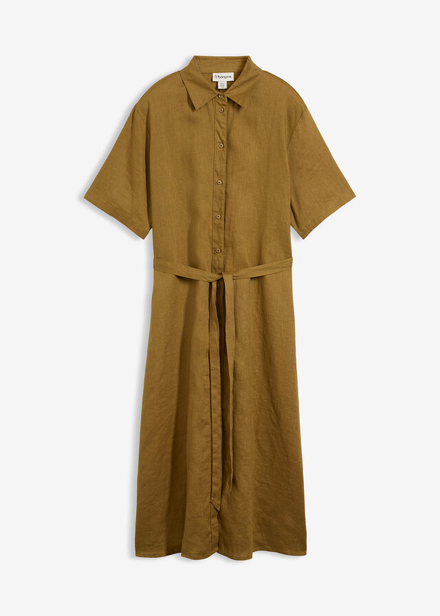 Vestido camisero de lino puro