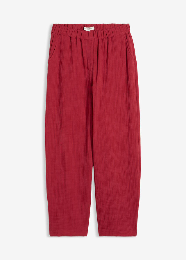 Pantalón de muselina de algodón puro con diseño barrel
