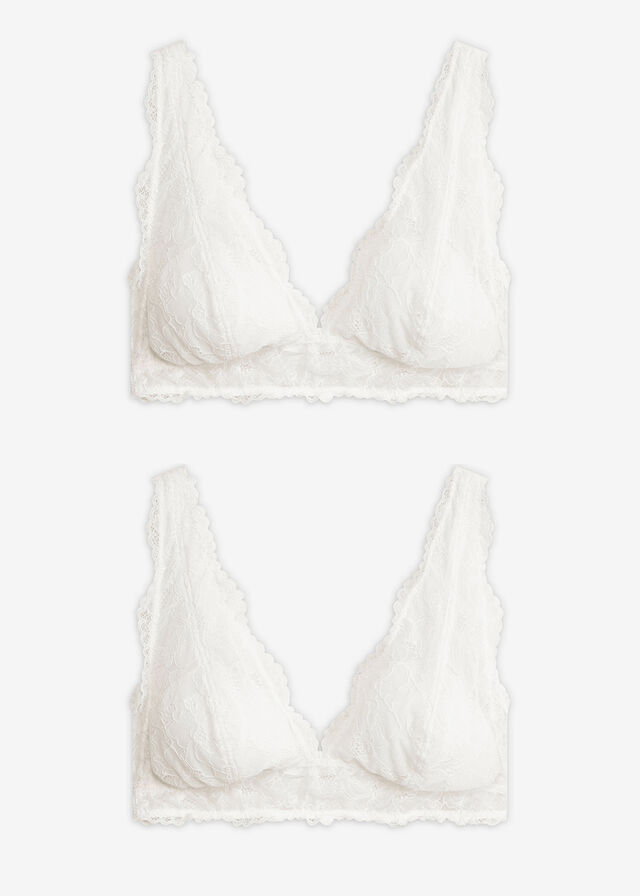 Bralette sin aros de encaje elegante (2 unidades)