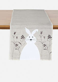 Camino de mesa con bordado de conejitos