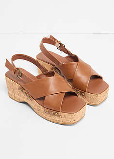 Sandalias de cuña con aspecto corcho
