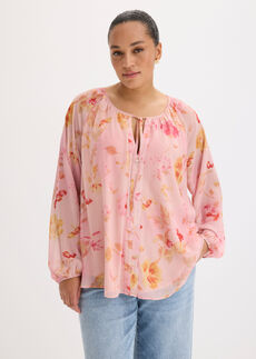 Blusa de gasa con cordones