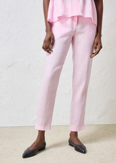 Pantalón acortado de lino puro