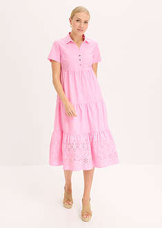Vestido tipo túnica de algodón puro con bordado calado