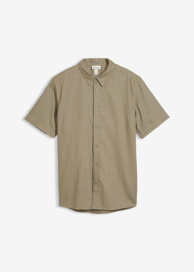 Camisa de manga corta de mezcla de lino vaporosa
