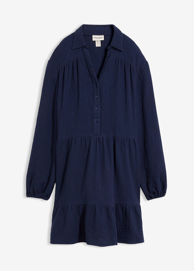 Vestido corto de muselina con paneles