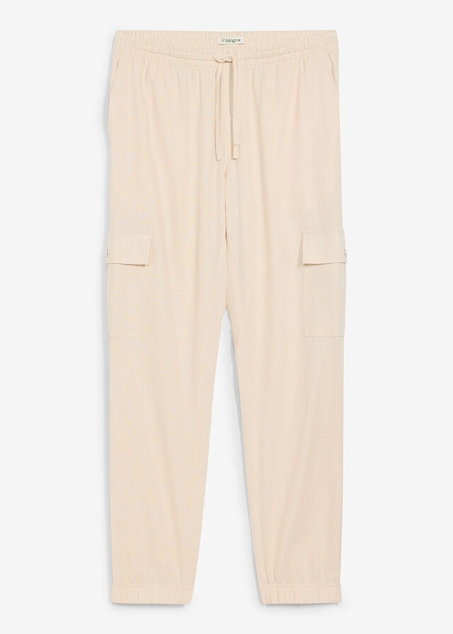 Pantalón de chándal tipo cargo de mezcla de lino transpirable