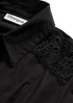 Vestido camisero con encaje y cordón