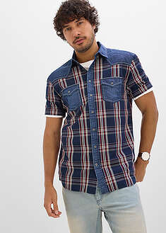 Camisa de manga corta con ribete vaquero