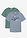 Camiseta de algodón orgánico puro (2 unidades) - Verde grisáceo + azul ahumado estampado - bonprix