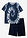 Camiseta y bermudas de punto (2 piezas) de algodón orgánico puro - Azul marino/denim estampado - bonprix