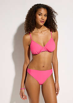 Top de bikini con aros y fruncido lateral